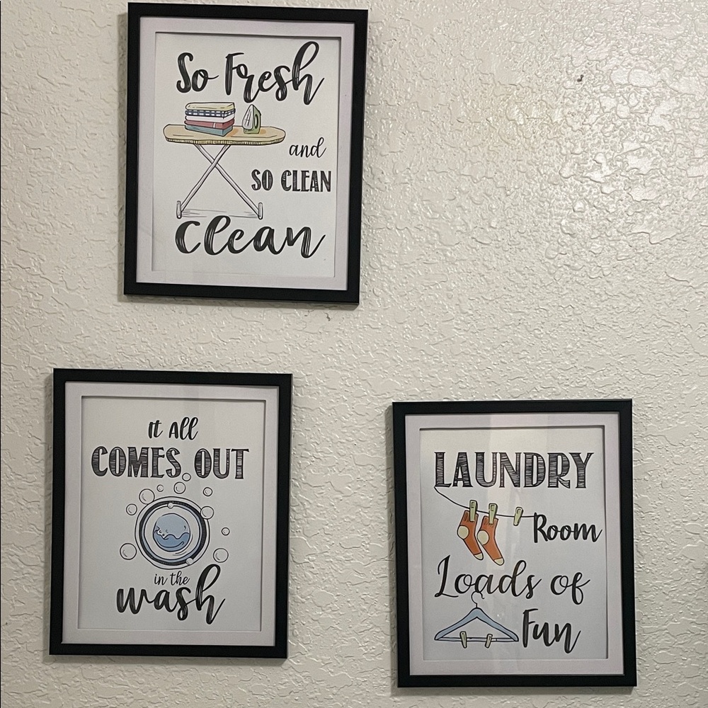 Set of 3 Laundry Room Wall Decor